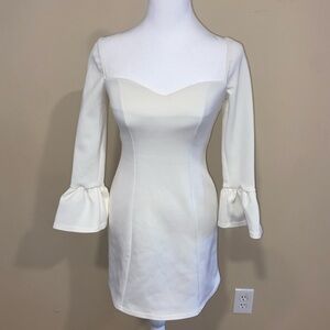 ASOS Cream Bell Sleeve Mini Dress